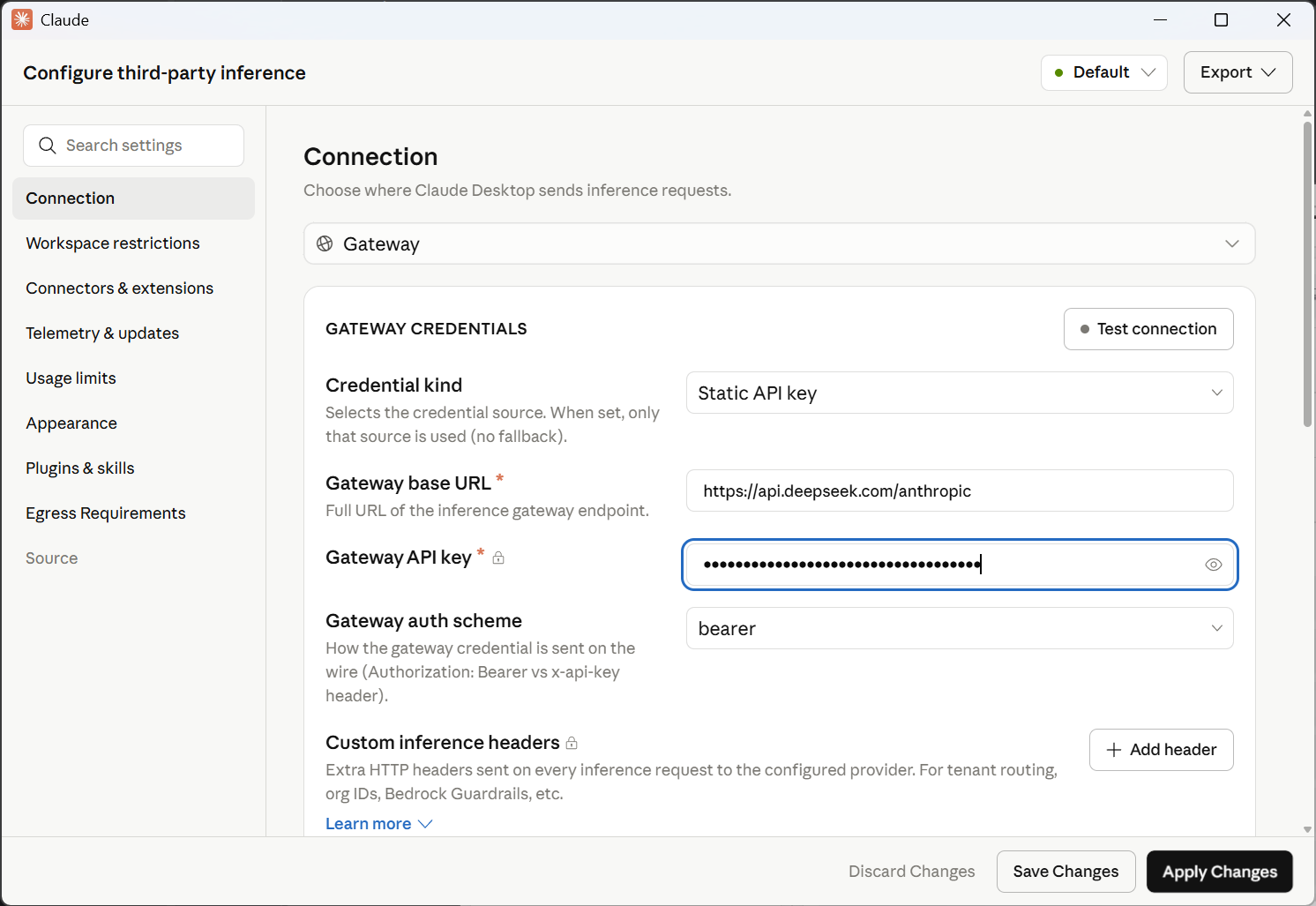 配置 Gateway Base URL 和 API Key