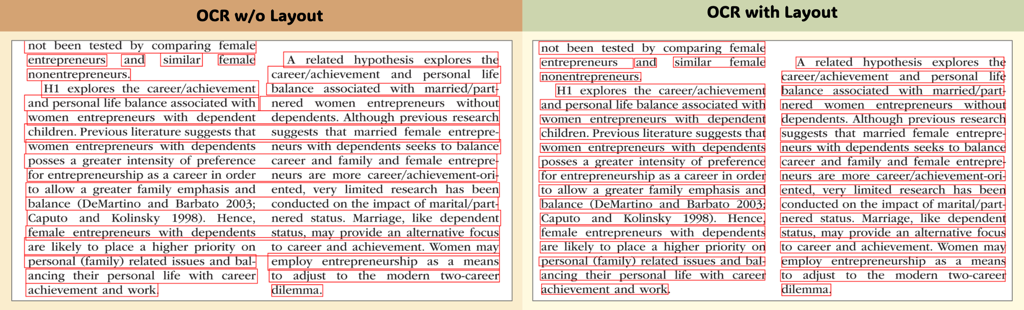 OCR without Layout vs with Layout